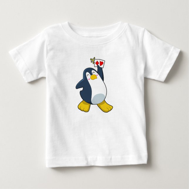 Penguin på Poker med Poker-kort T Shirt (Framsida)