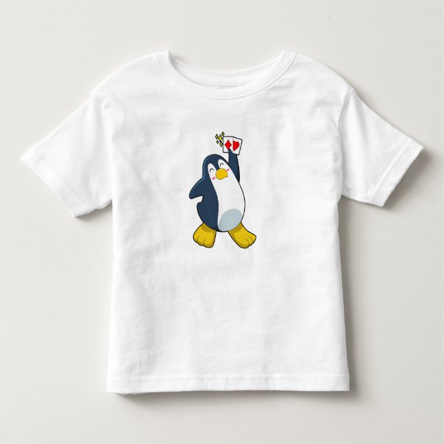 Penguin på Poker med Poker-kort T Shirt (Framsida)