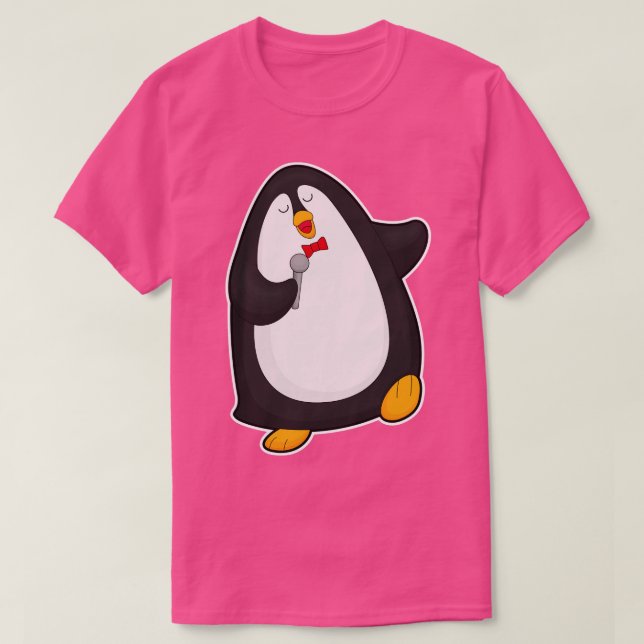 Penguin på Singing med Microphone Tie T Shirt (Design framsida)