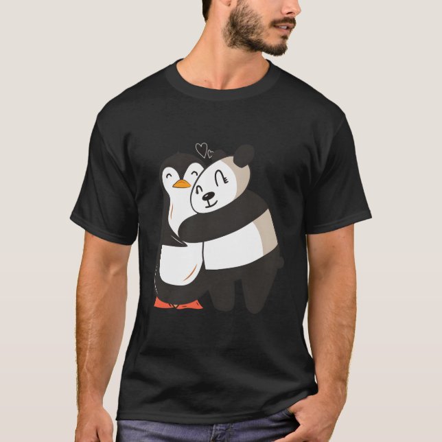 Penguin Panda Kärlek T Shirt (Framsida)