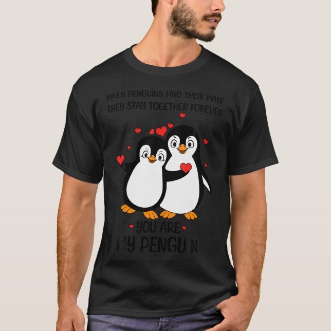 Penguin par Älskare Matching Hearts Day Lycklig Va T Shirt (Framsida)