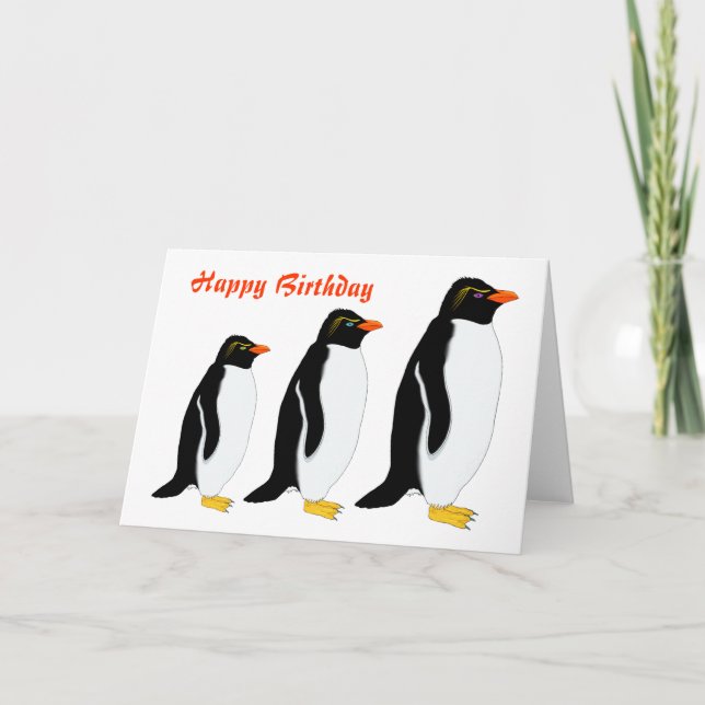 Penguin Parad Birthday Kort (Framsida)