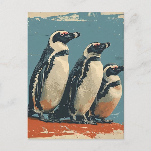 Penguin Paradise: Vintage Postcard Vykort (Framsida)