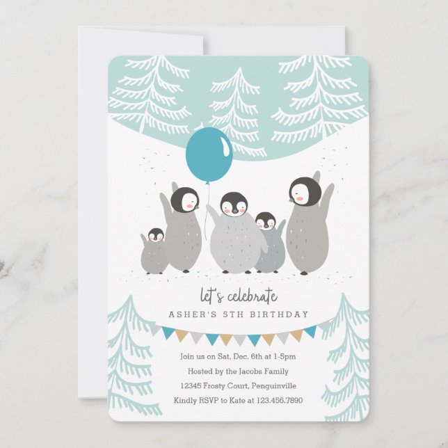 Penguin Party Inbjudningar (Framsida)