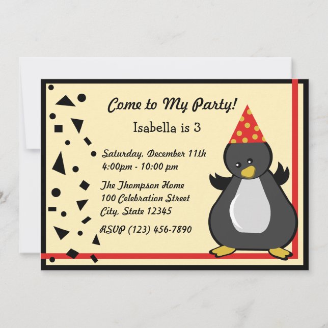 Penguin Party Inbjudningar (Framsida)