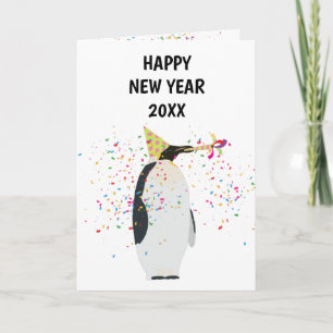 Penguin Partying - Animals Helgdag Nya år Kort