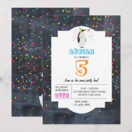 Penguin Partying - Animals Party Boy Girl Birthday Inbjudningar
