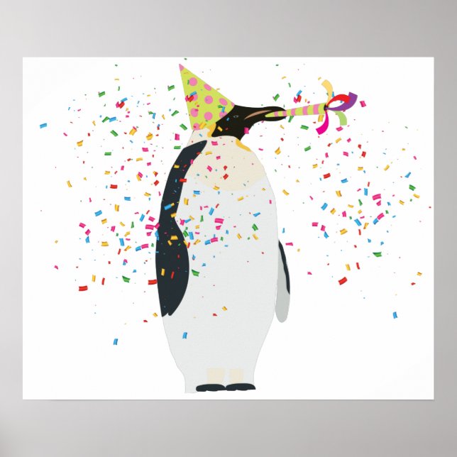 Penguin Partying - Djur med Party Poster (Framsidan)