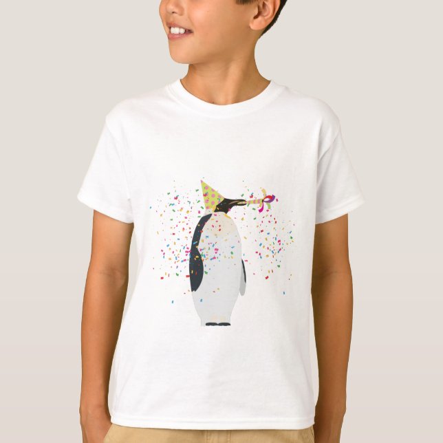 Penguin Partying - Djur med Party T Shirt (Framsida)