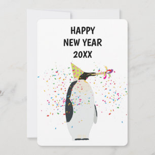 Penguin Partying - Nytt årskort för djur - Helgdag Julkort