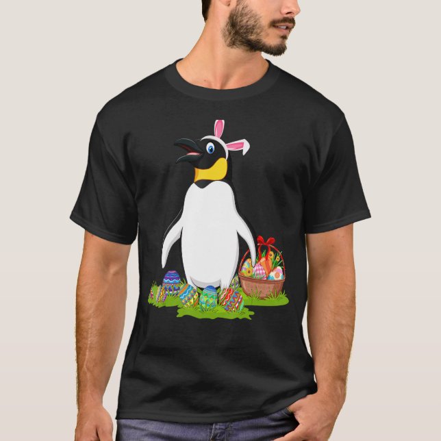 Penguin Påskägg Hunting Bunny Penguin Påsk Su T Shirt (Framsida)