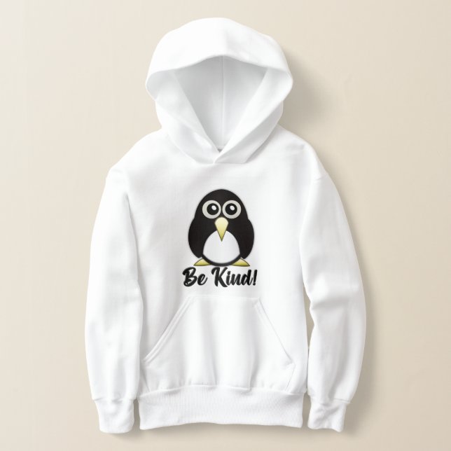 Penguin Påstående / Message Pullover Hoodie T Shirt (Laydown)