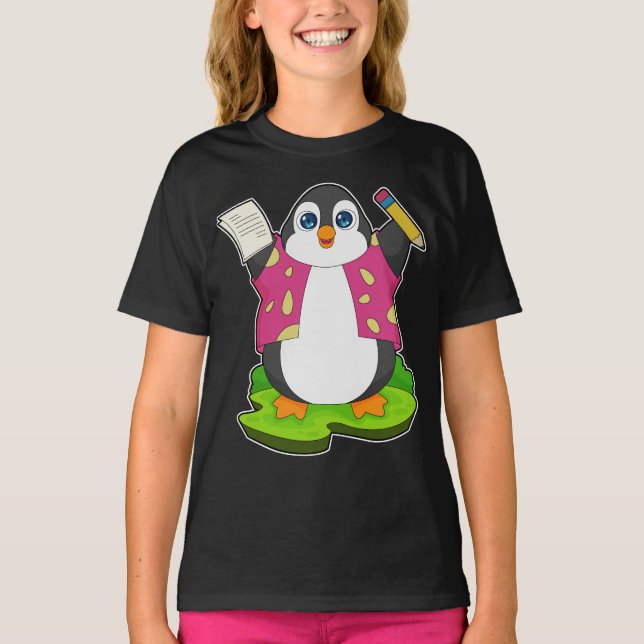 Penguin Pencil Papper School T Shirt (Framsida)