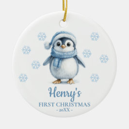 Penguin Personalized Baby's First Christmas Julgransprydnad Keramik