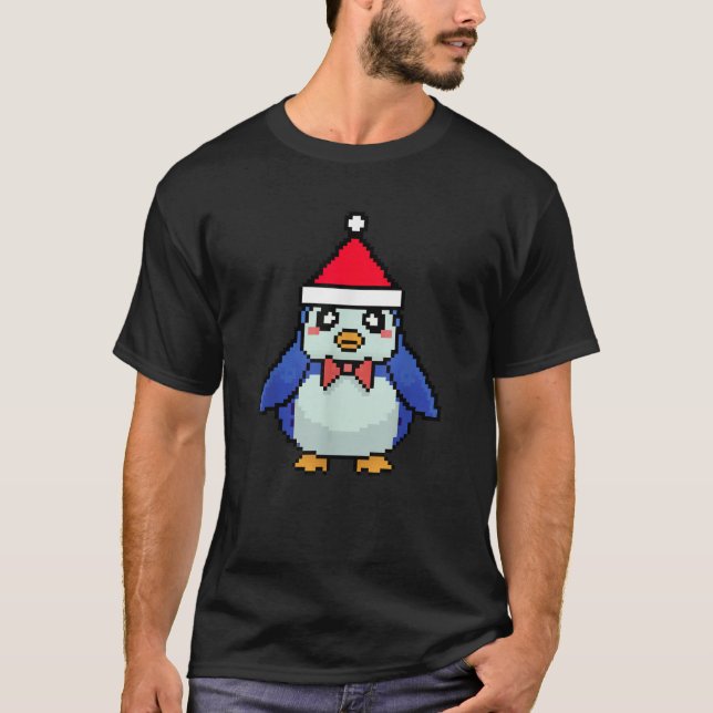 Penguin Pixelated jul Funny Penguin Julafton T Shirt (Framsida)