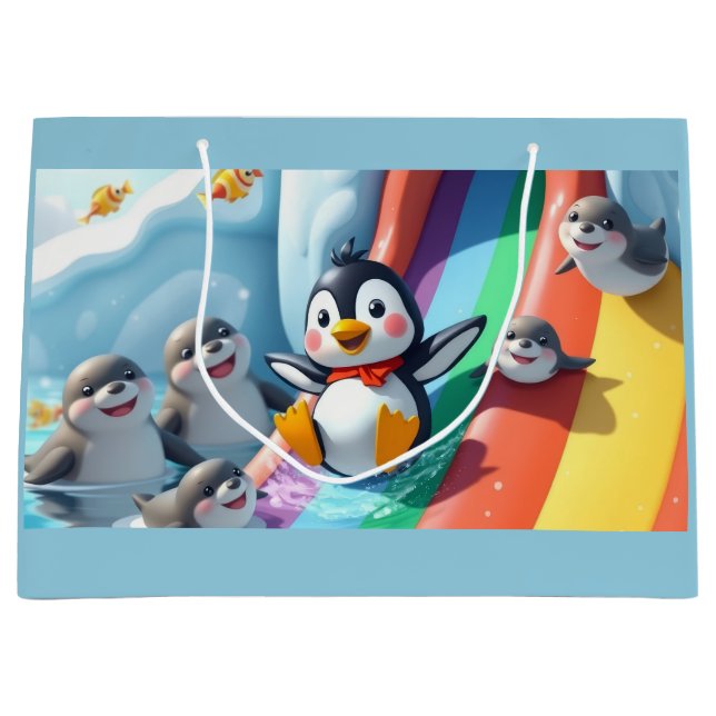 Penguin plays on a slide (Framsidan)