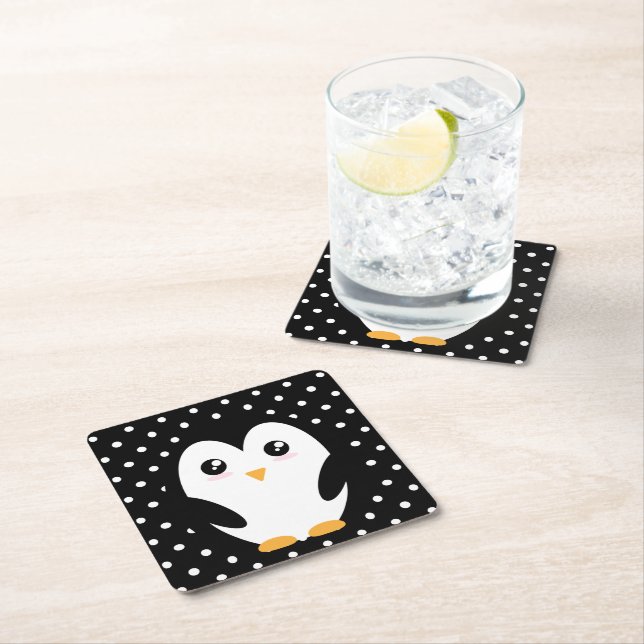 Penguin Polka Dot Underlägg ❄️ ✨ Papper Kvadrat (Insitu)