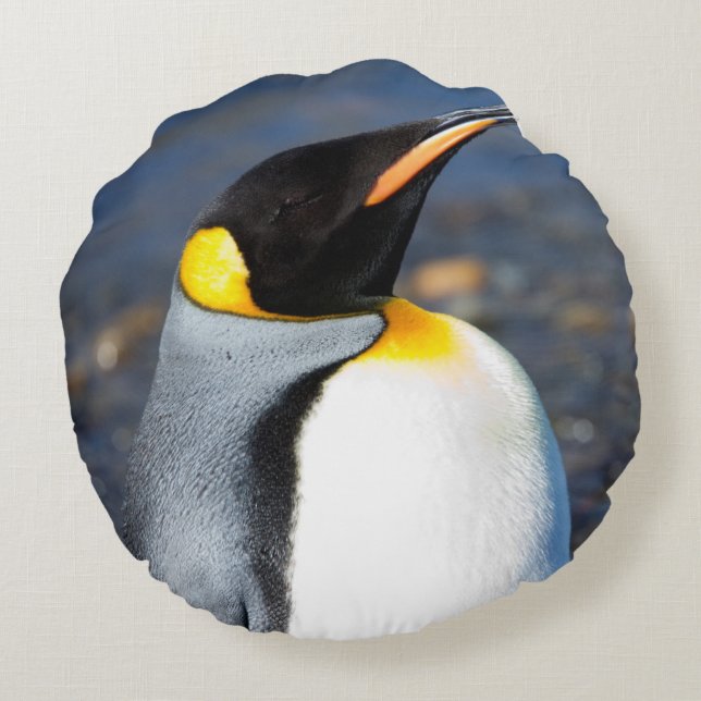 Penguin Porträtt Rund Kudde (Baksidan)