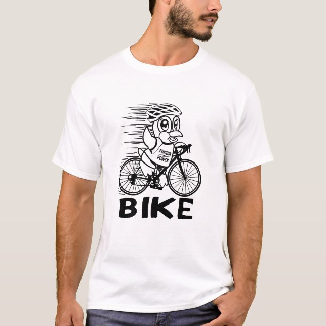 Penguin Power Bike Cycling Tee Shirt (Framsida)