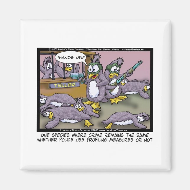 Penguin Profiling Funny presenterar Tees & Collect Magnet (Framsidan)