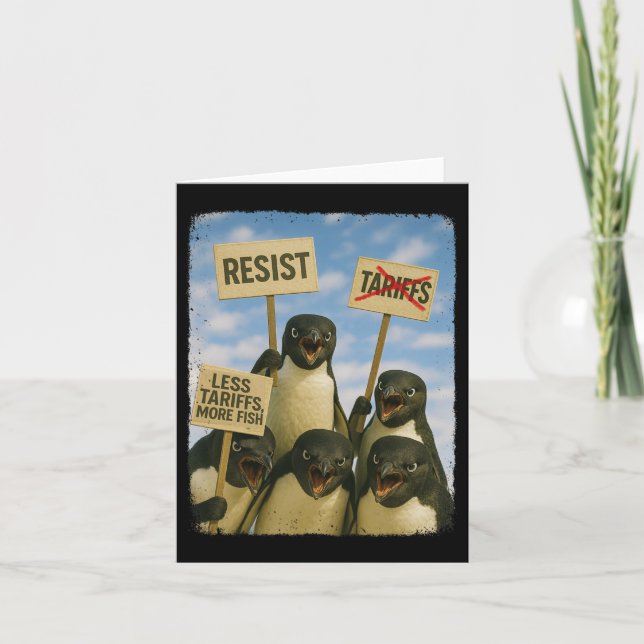 Penguin Protest against Tarrifs March Activism Rol Kort (Framsida)