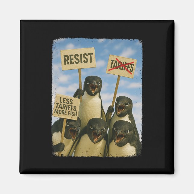 Penguin Protest against Tarrifs March Activism Rol Magnet (Framsidan)