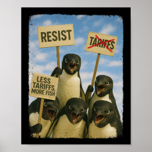 Penguin Protest against Tarrifs March Activism Rol Poster