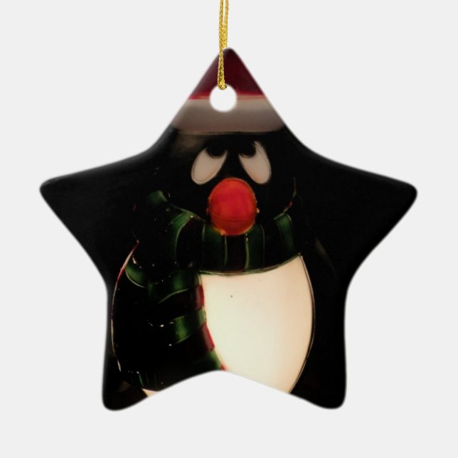Penguin-prydnadsföremål - Dubbla Side Julgransprydnad Keramik (Framsidan)