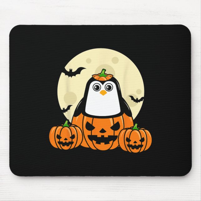 Penguin Pumpkin Måne Fladdermöss Costume Cute Easy Musmatta (Framsidan)