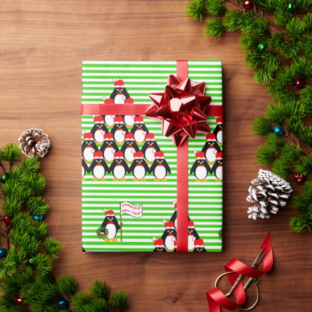 Penguin Pyramid Grönt Rand jul Presentpapper (Julgåva)
