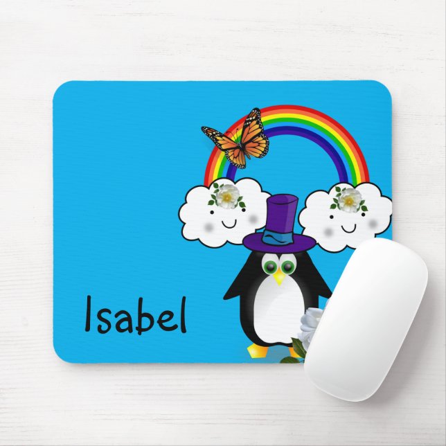 Penguin Rainbow Butterfly Mouse Pad! Muspets Musmatta (Med mus)