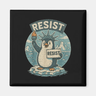 Penguin Resistt Shirt Penguins Protest Funny Graph Magnet