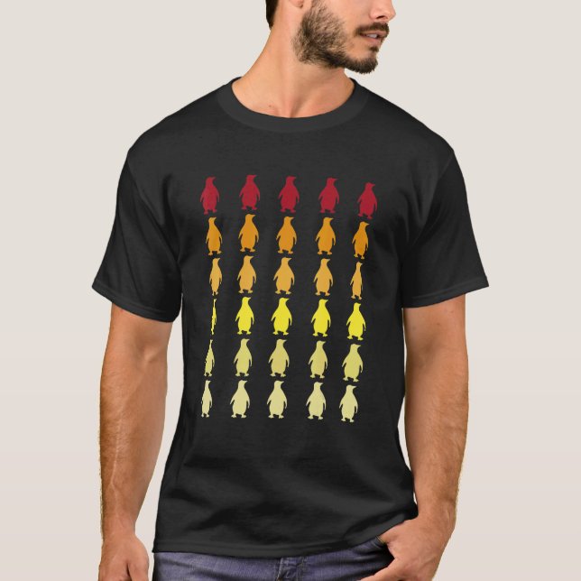 Penguin Retro Animal Mönster T Shirt (Framsida)