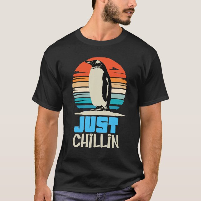 Penguin Retro-Vintage Färgämne Chillin Penguin T Shirt (Framsida)