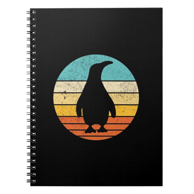 Penguin Retro Vintage Sunset Anteckningsbok (Framsidan)