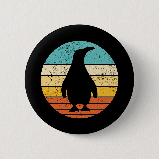 Penguin Retro Vintage Sunset Knapp (Framsida)
