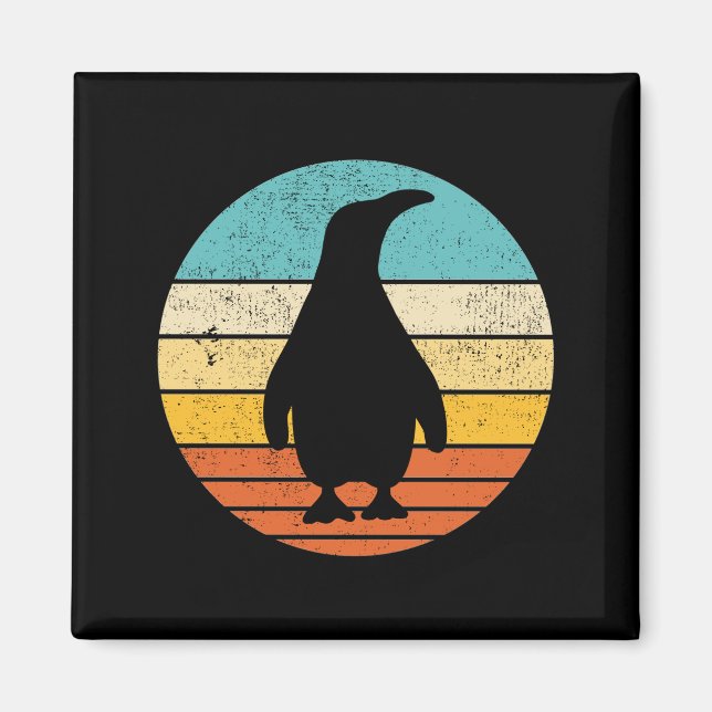 Penguin Retro Vintage Sunset Magnet (Framsidan)