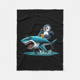 Penguin Riding Shark Costume Sea Animal Lover Kids Fleecefilt