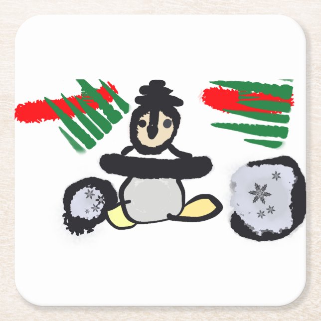 Penguin rock Christmas  Underlägg Papper Kvadrat (Framsidan)