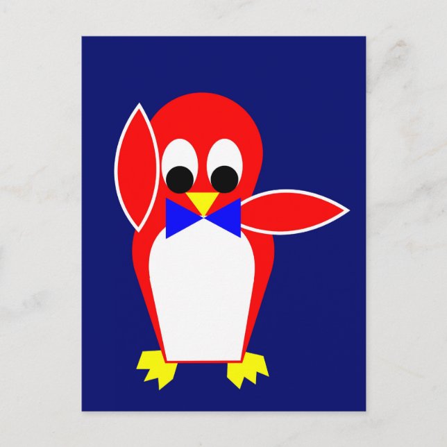 Penguin - Röd Vykort (Framsida)