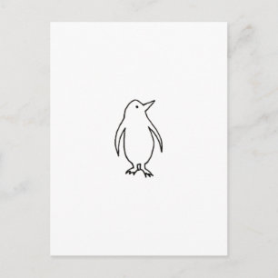 Penguin - roligt enkel färsk bläck teckning art vykort