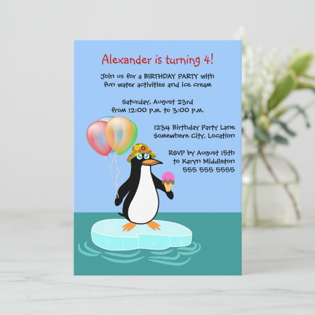 Penguin Roligt Födelsedagsfest Inbjudningar (Stående Fram)