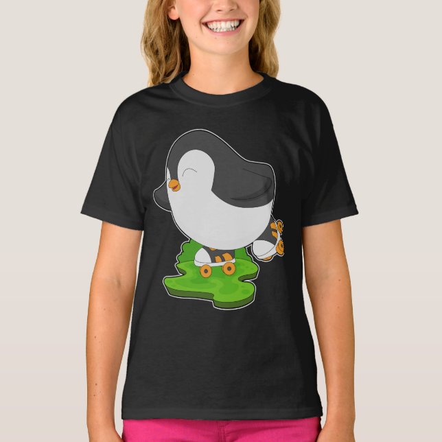 Penguin-rullskridskor för rullskridskor t shirt (Framsida)