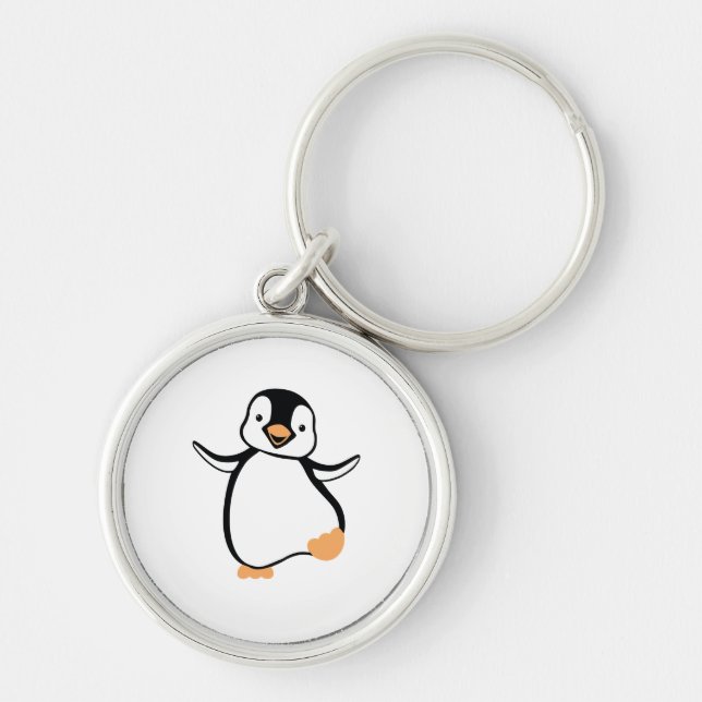 penguin rund silverfärgad nyckelring (Framsidan)