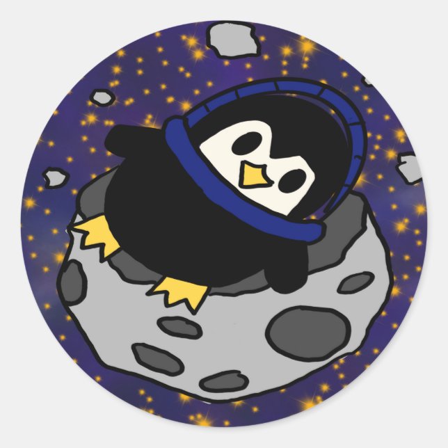 penguin rymdskepp runt klistermärke (Framsida)