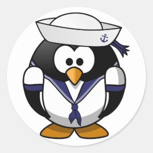 Penguin Sailor Stickers Runt Klistermärke