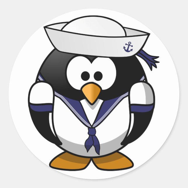 Penguin Sailor Stickers Runt Klistermärke (Framsida)