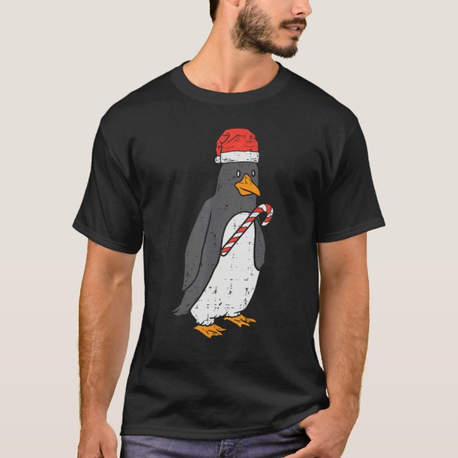 Penguin Santa Animal Christmas Xmas Women Girls T Shirt (Framsida)