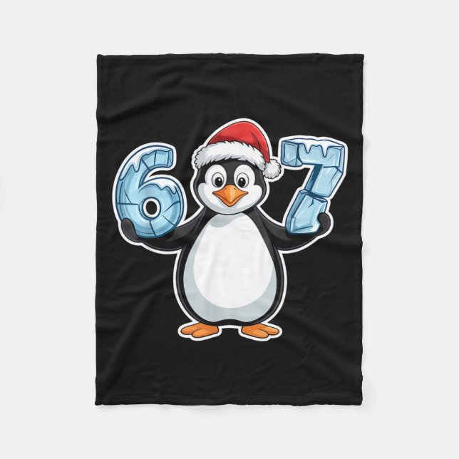 Penguin Santa Hat 67 Icy Numbers Christmas Birthda Fleecefilt (Framsidan)
