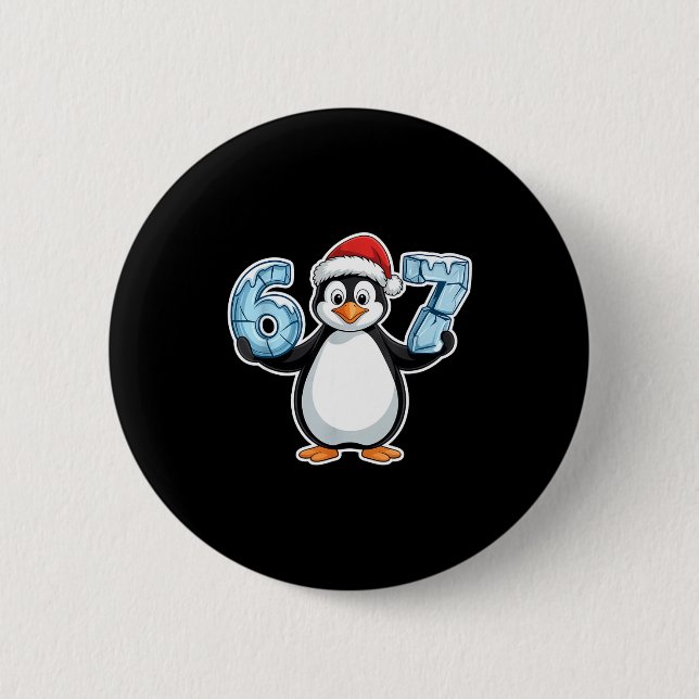 Penguin Santa Hat 67 Icy Numbers Christmas Birthda Knapp (Framsida)